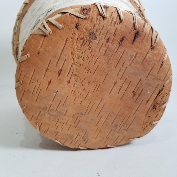 Handmade Birch Wood Garbage Can Native White Brown - Picture 8 of 14